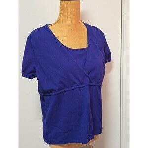 Cato Womens XL BLUE PURPLE Knit Tunic Top SHORT Sleeve
